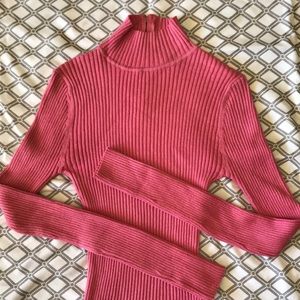 Pink Sweater, Ribbed, Zipper back